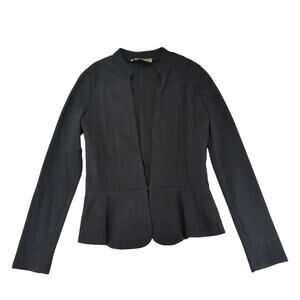 Hybrid & Company Unstructured Blazer Jacket Collarless Women's Sm Stretch Peplum